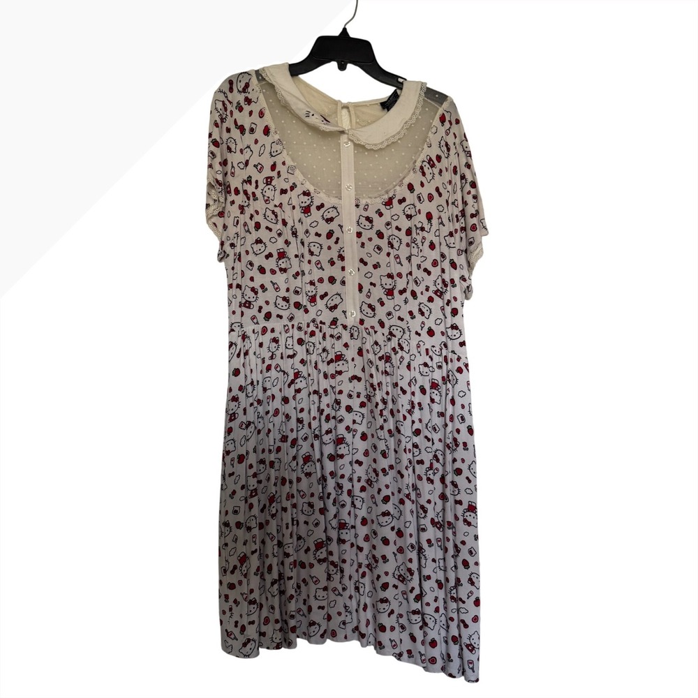 Torrid Hello Kitty Sanrio Collared Lace Mesh Dress White Red Plus Size 2 2X